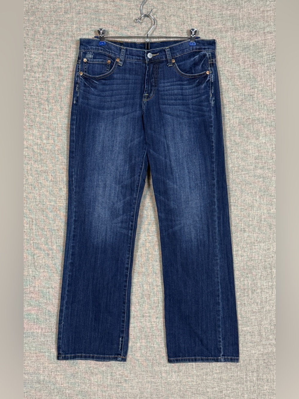 Vintage Y2K Lucky Brand Women's Straight-Leg Jeans in Dark Blue Wash